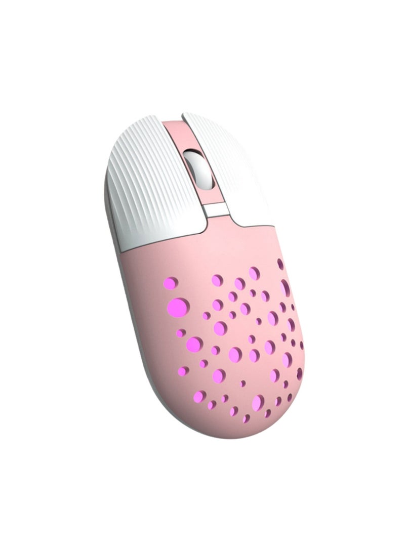 Wireless Bluetooth Dual Mode Mouse Portable Rechargeable With Rgb Light, Suitable For Office Study (Pink) - Image 1